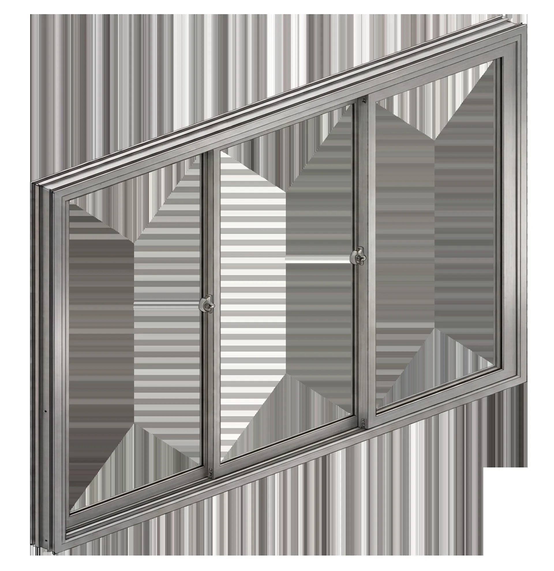 Three-panel aluminium sliding window frame